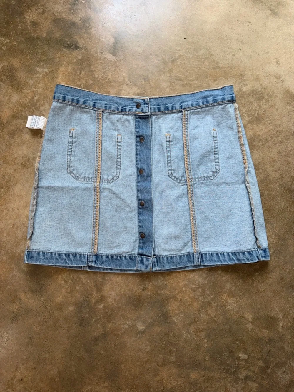 Button Front Denim Mini Skirt - Size 28 - Picture 4 of 8